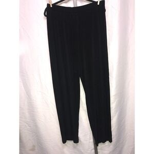 Chicos Travelers Black Acetate Blend Wide Leg Pants Size XL (16) REG